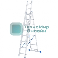 Лестница Сибртех, 3 х 8 ступеней, алюминиевая, трехсекционная