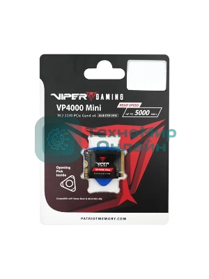 Накопитель SSD Patriot Viper VP4000, 2Tb, PCIe 4.0 x16, M.2 2230, NVMe, R/W 3200/3500, с радиатором