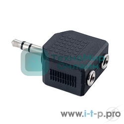 Переходник PERFEO Переходник Jack 3.5 мм вилка - 2xJack 3.5 мм розетка, стерео-аудио