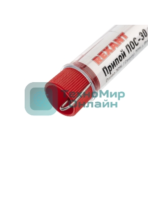 Припой с канифолью ПОС-30 Rexant, 10 г, Ø1.0 мм, (олово 30%, свинец 70%), колба