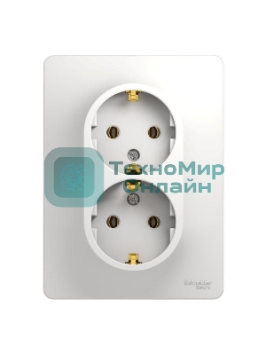 Розетка 2-м СП Glossa с заземл. в сборе бел. SchE GSL000124