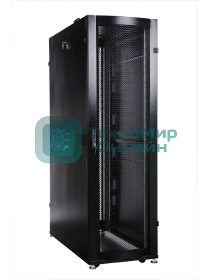 Шкаф серверный ПРОФ напольный 42U (600x1200) дверь перфор., задние двойные перфор., черный, в сборе (ШТК-СП-42.6.12-48АА-9005) (1 коробка)