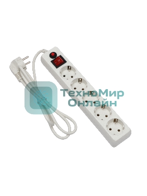 Сетевой фильтр Гарнизон ECL-5-W-1.4, 5 р, 10А, 1.4 м, ур.защиты 4, белый, пакет