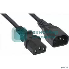 Кабель питания Filum FL-PC-C13/C14-C3-3.0-BK ПВС-АП 3x1.5 С13 - C14, 220/250В, 10А, чёрный, 3м