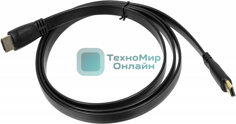 Кабель аудио-видео High Speed ver.1.4 Flat HDMI (m)/HDMI (m) 1.5м. позолоченные контакты черный