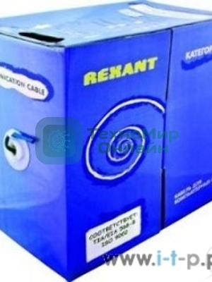 Кабель Rexant витая пара, F/UTP, категория 6, 4 x 2 x 0,57 мм, PVC, внутренний, синий, 305м