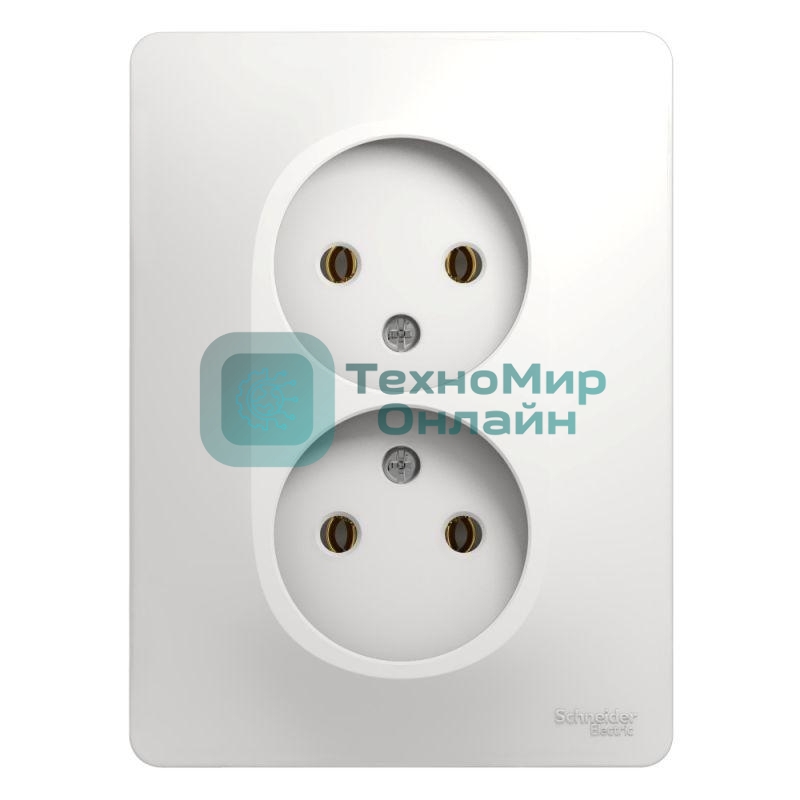 Розетка 2-м СП Glossa 16А IP20 без заземл. бел. SchE GSL000120