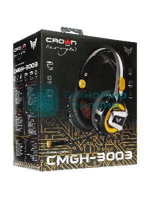 Гарнитура Crown CMGH-3003 чёрный/оранжевый, проводная, подсветка
