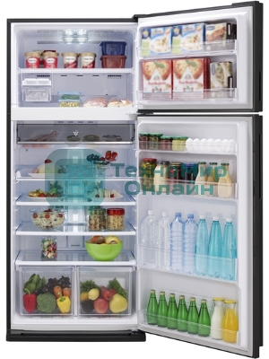 Холодильник Sharp SJ-XE59PMBK черный двухкамерный 430/148л морозилка сверху, No Frost