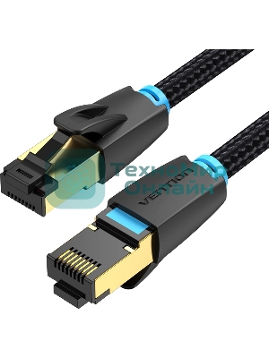 Патч-корд Vention прямой SFTP cat.8 RJ45 - 2м. черный Тканевая оплетка