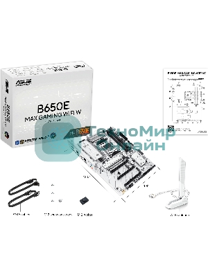 Материнская плата ASUS B650E MAX GAMING WIFI W, AM5, AMD B650, 4xDDR5, 4xSATA, 3xM.2, 1xPCIe 5.0 x16, 1xPCIe 4.0 x4, 2xPCIe 3.0 x1, 1xDP, 1xHDMI, 1x2.5Gb LAN, Wi-Fi 6E, Bluetooth 5.3, 1xUSB-C 10Gbps, 3xUSB-A 10Gbps, 2xUSB-A 5Gbps, 2xUSB-A 2.0, 3x3.5 мм, 7.1, ATX