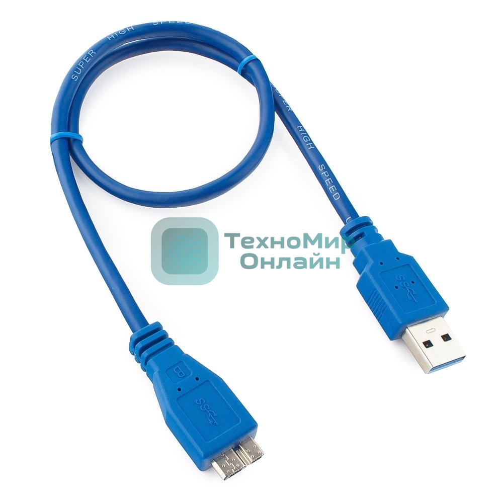 Кабель Gembird/Cablexpert USB 3.0 Pro, AM/microBM 9P, 0.5м, экран, синий