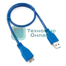 Кабель Gembird/Cablexpert USB 3.0 Pro, AM/microBM 9P, 0.5м, экран, синий