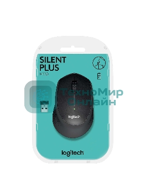 Мышь беспроводная Logitech M330 SILENT PLUS черный, 1000 dpi, радиоканал, USB, кнопки - 3