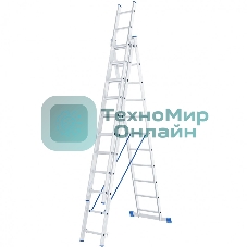 Лестница Сибртех 3 х 11 ступеней, алюминиевая, трехсекционная