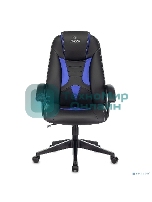 Кресло Zombie 8 черный/синий, экокожа, 120 кг, механизм качания