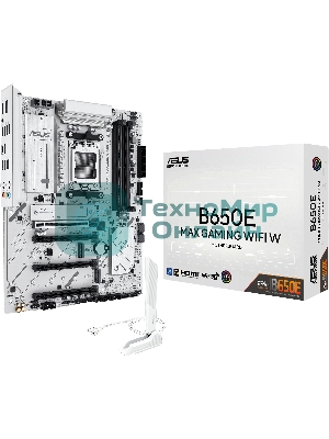 Материнская плата ASUS B650E MAX GAMING WIFI W, AM5, AMD B650, 4xDDR5, 4xSATA, 3xM.2, 1xPCIe 5.0 x16, 1xPCIe 4.0 x4, 2xPCIe 3.0 x1, 1xDP, 1xHDMI, 1x2.5Gb LAN, Wi-Fi 6E, Bluetooth 5.3, 1xUSB-C 10Gbps, 3xUSB-A 10Gbps, 2xUSB-A 5Gbps, 2xUSB-A 2.0, 3x3.5 мм, 7.1, ATX