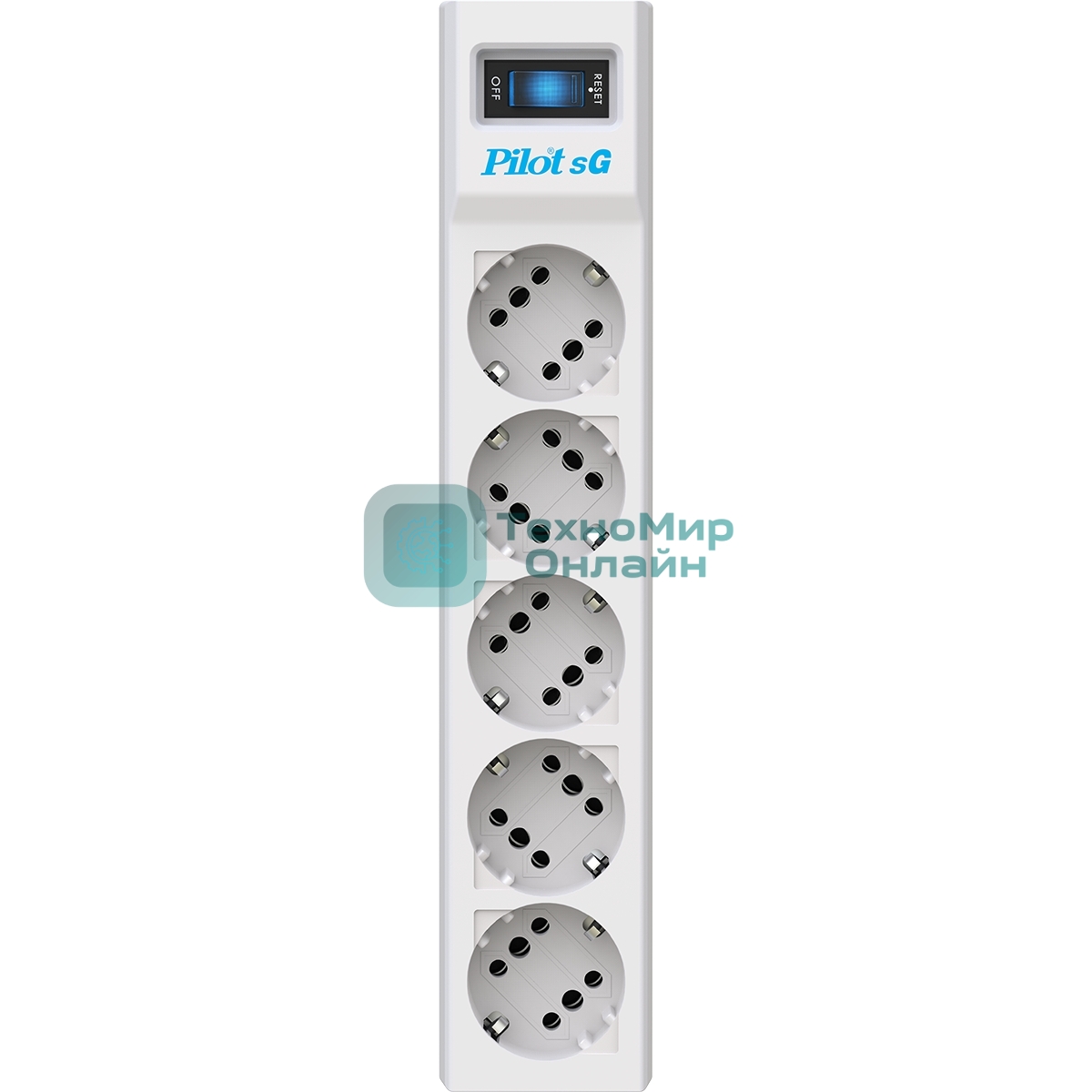 Сетевой фильтр ZIS PILOT Surge protector Pilot SG5 5 outlets (GP), 10A/2.2kVt, automatic circuit-breaker, 7 m