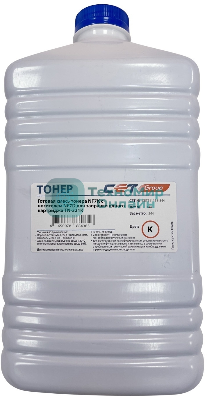 Тонер CET NF7K+NF7D черный бутылка 544гр. для принтера Konica Minolta Bizhub 224e/C224/284/364