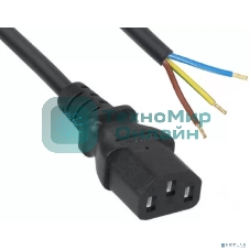 Кабель питания Filum FL-PC-C13-C2-1.8-BK ПВС-ВП 3x1.5 С13 - свободный конец, 220/250В, 10А, чёрный, 1.8м