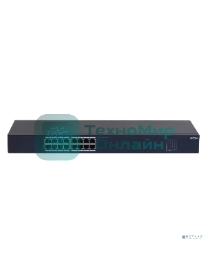 Коммутатор неуправляемый 16-портовый Dahua DH-SF1016 16xRJ45 100Mb, коммутация 3.2 Гбит/с, MAC-таблица 8К, металл