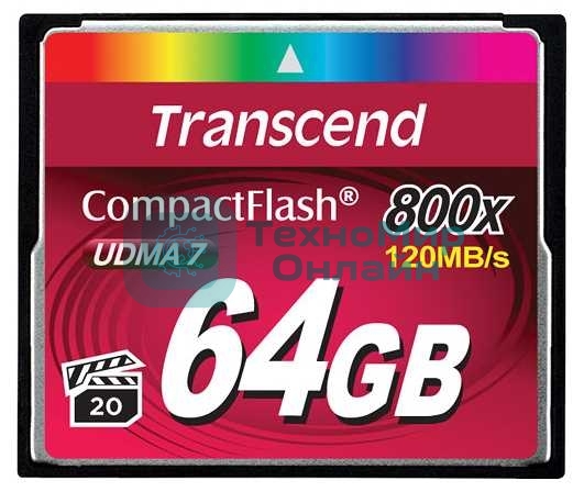Флеш карта CF 64Gb Transcend, 800X
