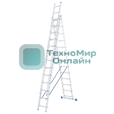 Лестница Сибртех, 3 х 13 ступеней, алюминиевая, трехсекционная