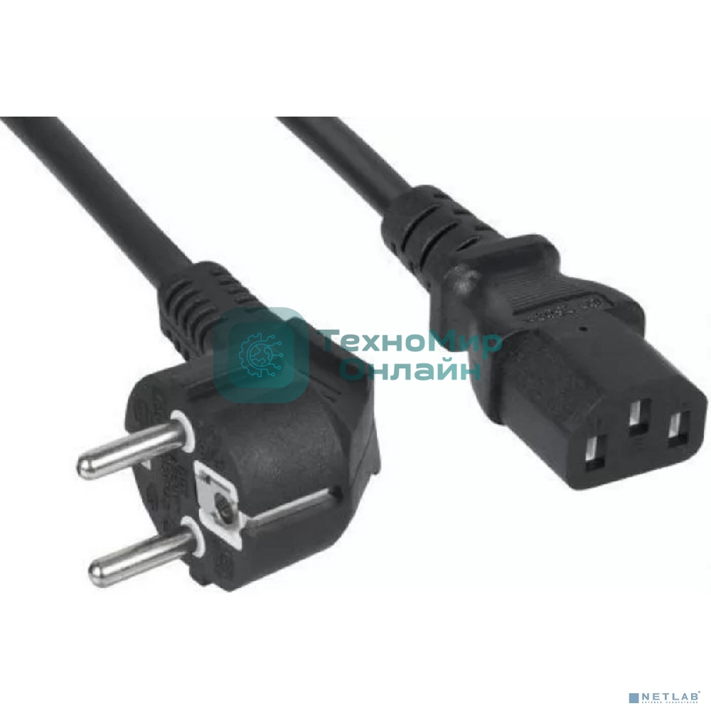 Кабель питания Filum FL-PC-SH90/C13-C2-3.0-BK ПВС-АП 3x1.5 CEE 7/7(Schuko) угловая  - C13, 220/250В, 10А, чёрный, 3м