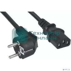 Кабель питания Filum FL-PC-SH90/C13-C2-3.0-BK ПВС-АП 3x1.5 CEE 7/7(Schuko) угловая  - C13, 220/250В, 10А, чёрный, 3м