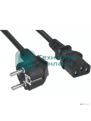 Кабель питания Filum FL-PC-SH90/C13-C2-3.0-BK ПВС-АП 3x1.5 CEE 7/7(Schuko) угловая  - C13, 220/250В, 10А, чёрный, 3м