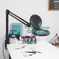 Лупа на струбцине Rexant, круглая, 5D, с подсветкой 56 SMD LED, черная