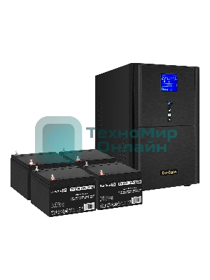 Комплект Источник бесперебойного питания EX295991RUS + батарея 26Aч EX282970RUS 4шт (инвертор, синус, для котла) ExeGate SineTower SZ-5000.LCD.AVR.2SH.1C13.T.RJ.USB <5000VA/4000W, чистый синусоида, LCD дисплей, AVR, 2*Schuko+1*C13+клеммы, RJ45/11, USB, линейно-интерактивный, черный> + батарея ExeGate DT 1226 (12В, 26А·ч) 4шт