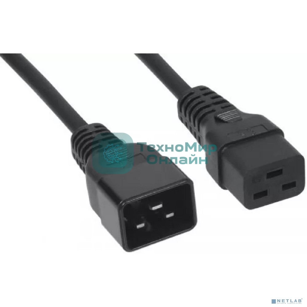 Кабель питания Filum FL-PC-C19/C20-C3-1.8-BK ПВС-АП 3x2.5 С19 - C20, 220/250В, 16А, чёрный, 1,8м