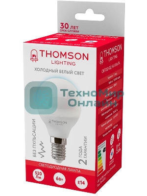 Лампа LED Thomson E14, шар, 6Вт, 6500К, белый холодный, TH-B2315, 1 шт.