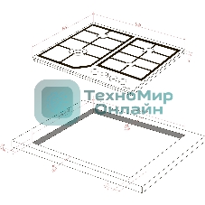 Варочная поверхность MONSHER MSG 63 Acier, газ, High-Tech, 58 см, автоматический электроподжиг, газ-контроль, форсунки под сжиженый газ, SABAF конфорки, чугунные решетки, нержавеющая сталь