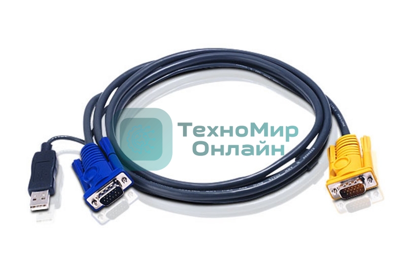 Переключатель ATEN 2L-5202UP Шнур, монитор+клавиатура+мышь Intelligent CABLE HD15M/USBAM 1.8M