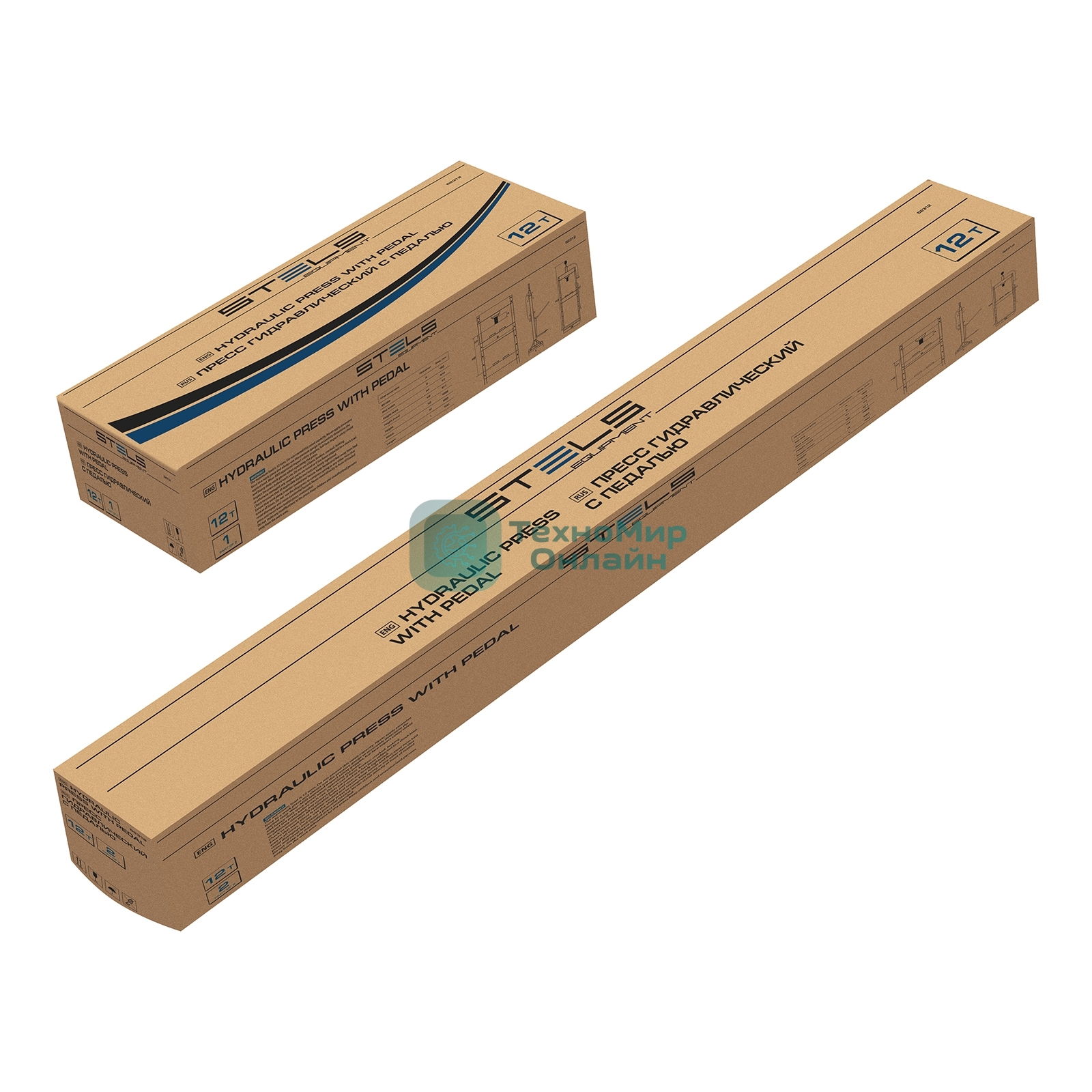 Пресс гидравлический с манометром и педалью Stels 12 т (комплект из 2 частей)
