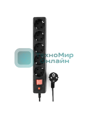 Сетевой фильтр Гарнизон ECL-5-B-1.4, 5 р, 10А, 1.4 м, ур.защиты 4, черный, пакет