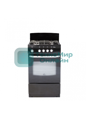Плита газовая De Luxe 5040.38Г (Щ) черный, конфорок 4 шт, духовка 43 л, 50 см x 85 см x 50 см