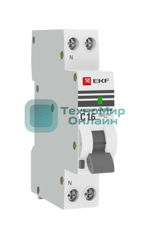 Выключатель автоматический дифференциального тока 1мод. С 25А 30мА тип AС 6кА АВДТ-63М (электрон.) PROxima EKF DA63M-25-30