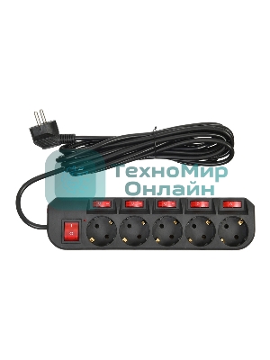 Сетевой фильтр Buro 500SH-5-SW-B 5 м, 5 розеток, черный, коробка