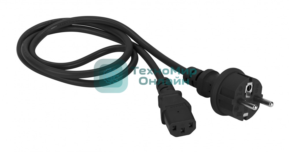Шнур питания Lanmaster C13-Schuko, 3х0.75, 220В, 10А, черный, 1.8 метра