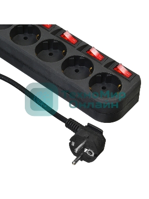Сетевой фильтр Buro 500SH-5-SW-B 5 м, 5 розеток, черный, коробка