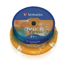 Диск DVD-R Verbatim 4.7Gb 16x Cake Box (25шт) (43522)