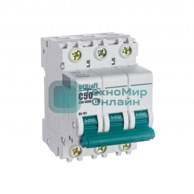 Выключатель автоматический модульный DEKraft 3п C 50А 4.5кА ВА-101 11083DEK