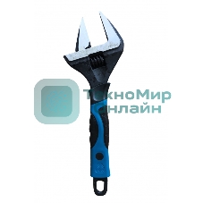 Ключ СОЮЗ 1045-27-300С разводной 300мм, УСИЛЕННЫЕ ТОНКИЕ ГУБКИ, обрезиненная рукоятка