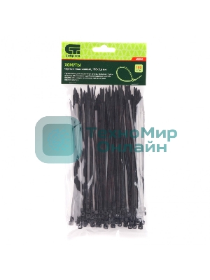 Хомуты Сибртех, 180 х 3,6 мм, пластиковые, черные, 100 шт.