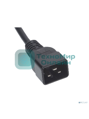 Шнур ввода/вывода Cabeus, IEC 60320 С19, вилка IEC 60320 С20, 1.8 м, 16А, из кабеля 3х1,5 мм², черный