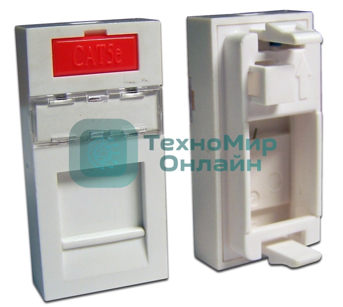 Вставка 22.5x45 на 1 кейстоун, со шторкой, маркировкой и иконкой, белая