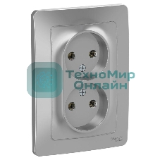 Розетка 2-м СП Blanca 16А 250В без шторок без заземл. алюм. SchE BLNRS000023